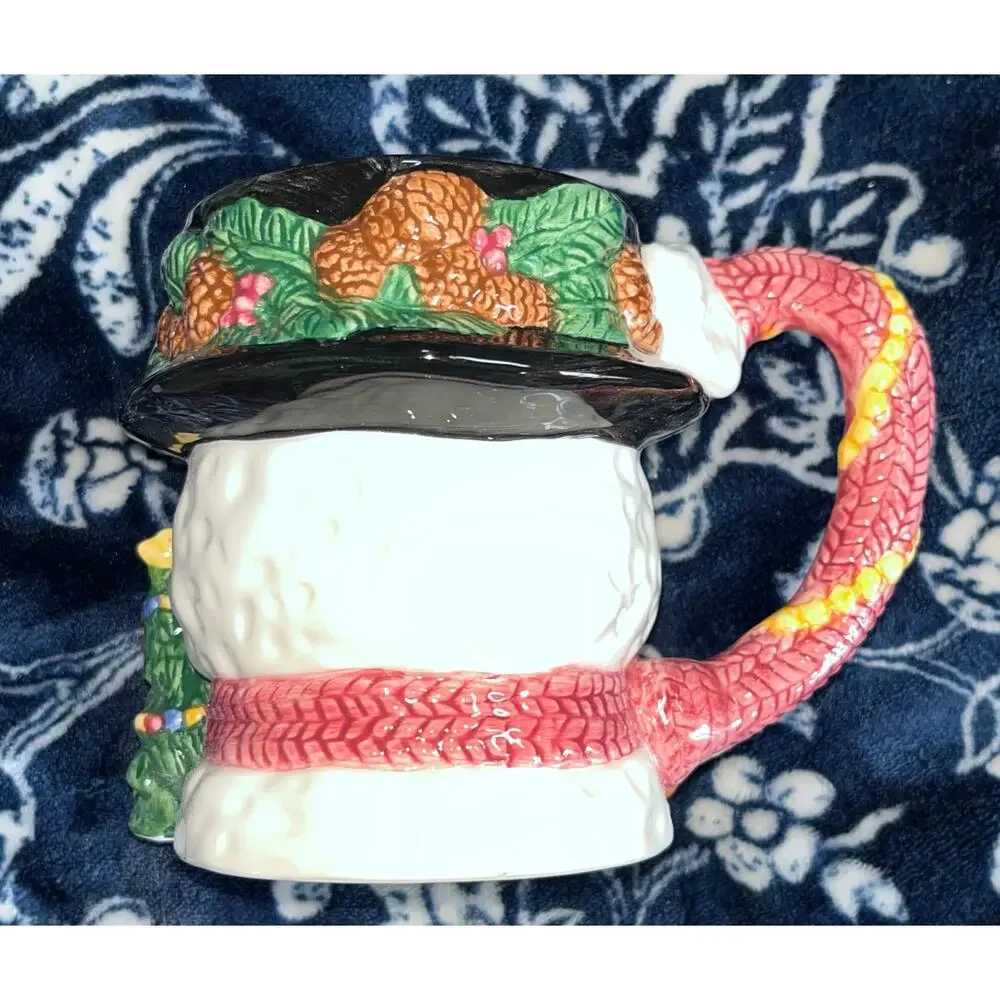 Vintage Alco Industries hand-painted Ceramic 3D Snowman Christmas Coffee Mug